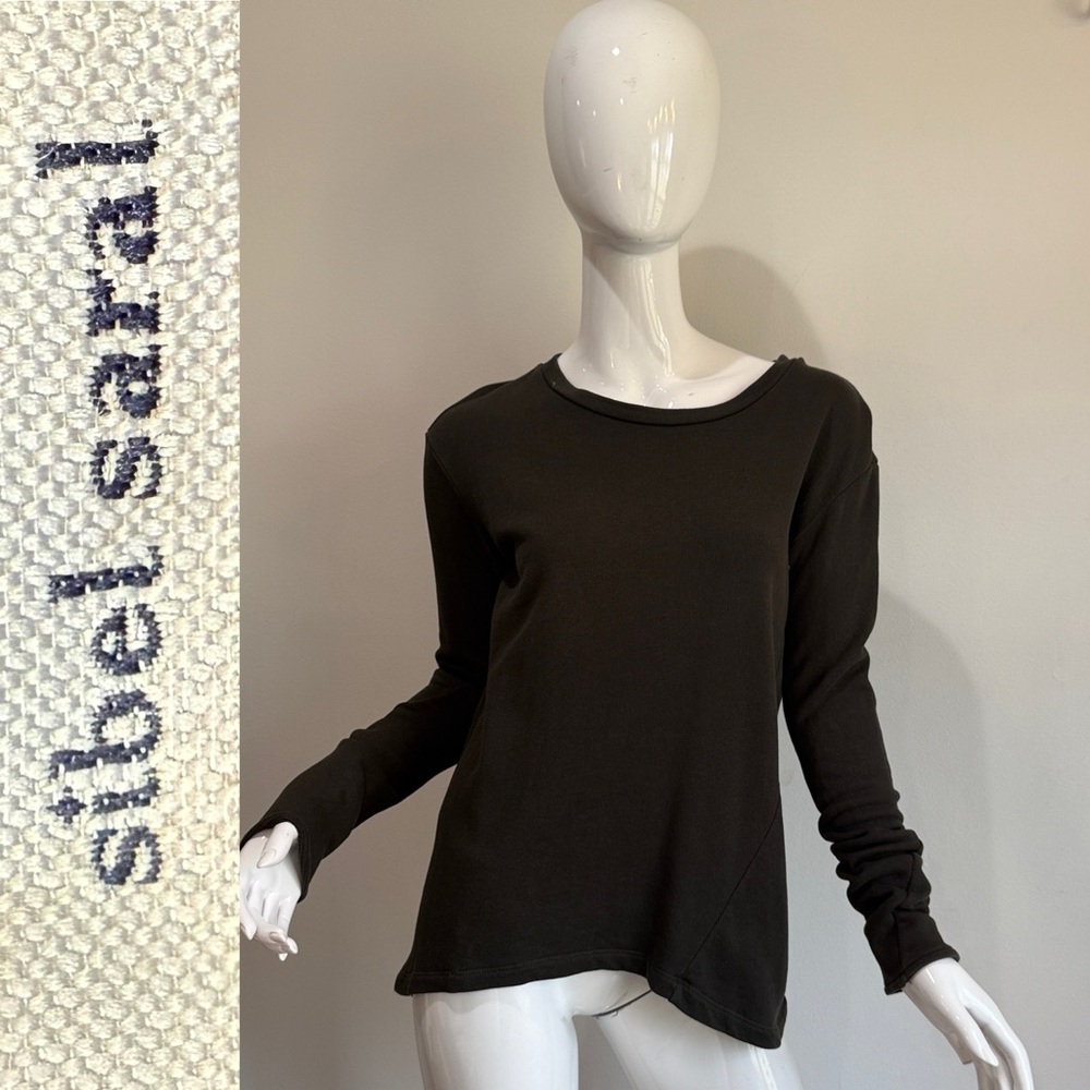 Sibel Saral Ribbed Cotton Asymmetrical Hem Sweatshirt Top